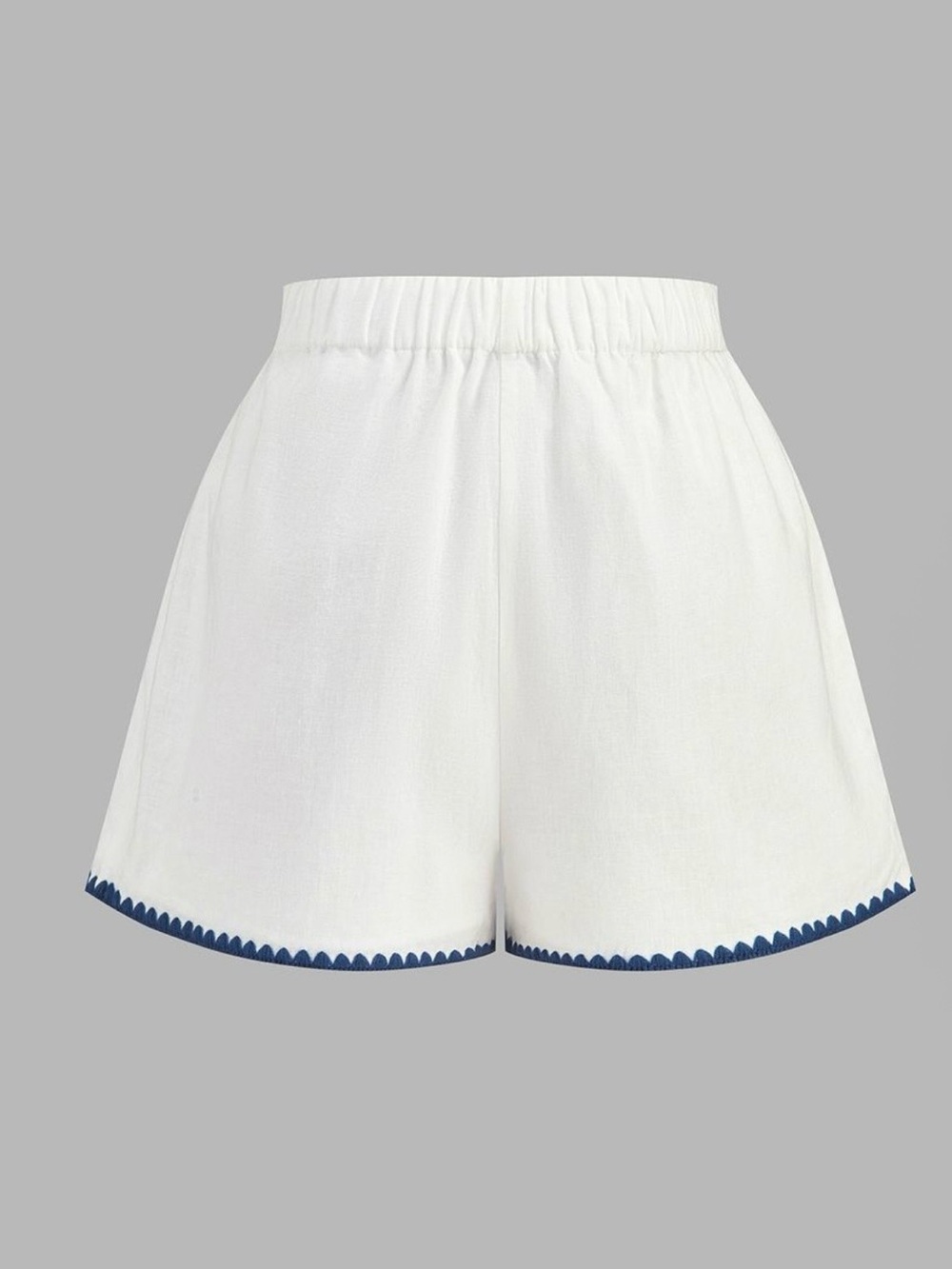 Commense White Halter Short Set with Blue Trim - Picture 6 of 8